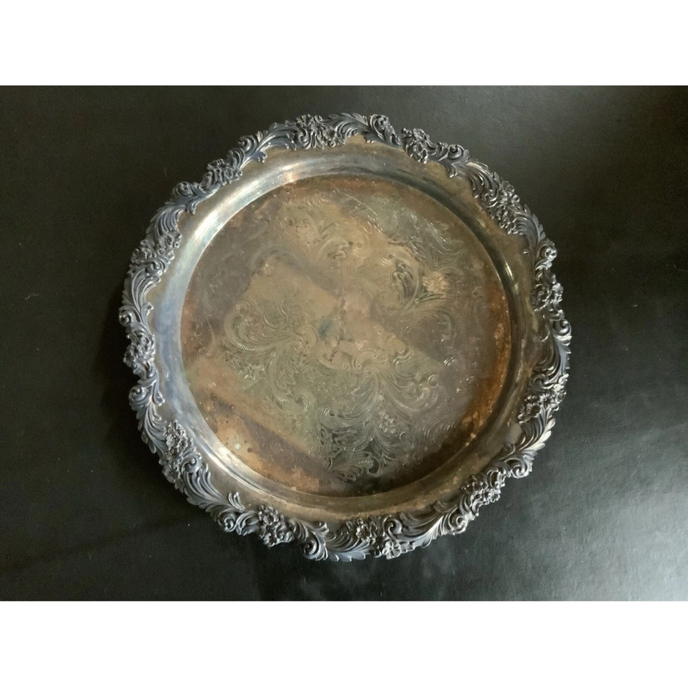 Rare Reed & Barton Burgundy Collection Silver Platter - 12 1/2” Diameter